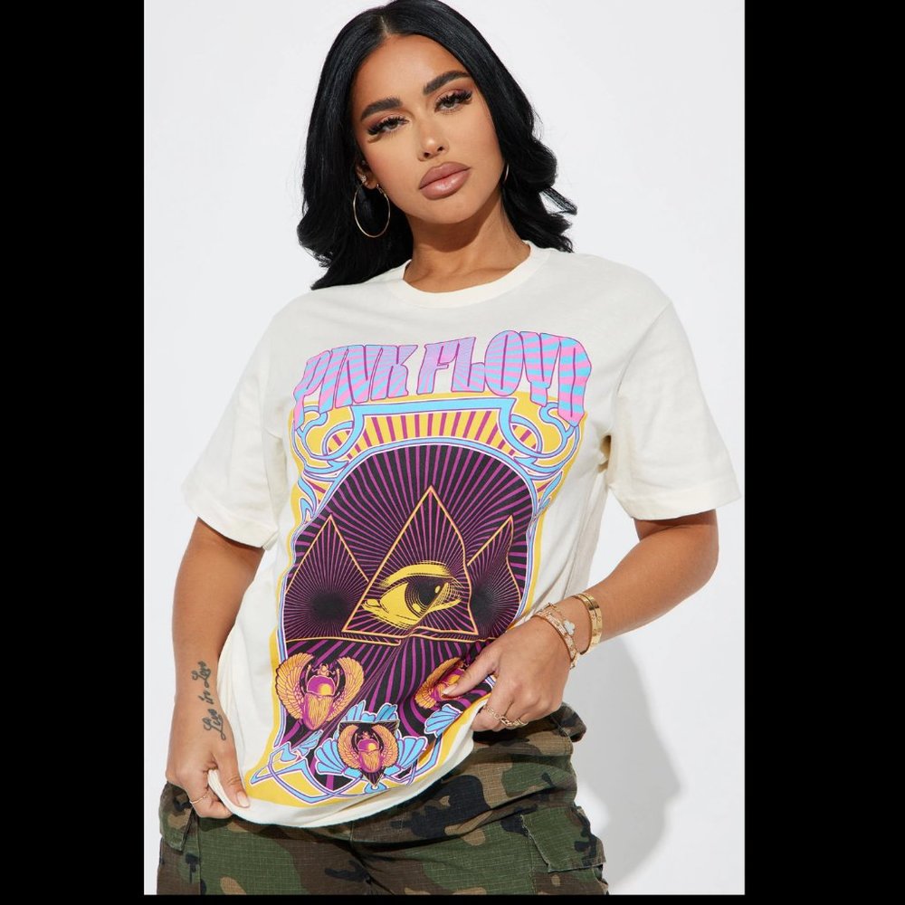 Fashion Nova - Pink Floyd Graphic T-Shirt - Sand - XSmall